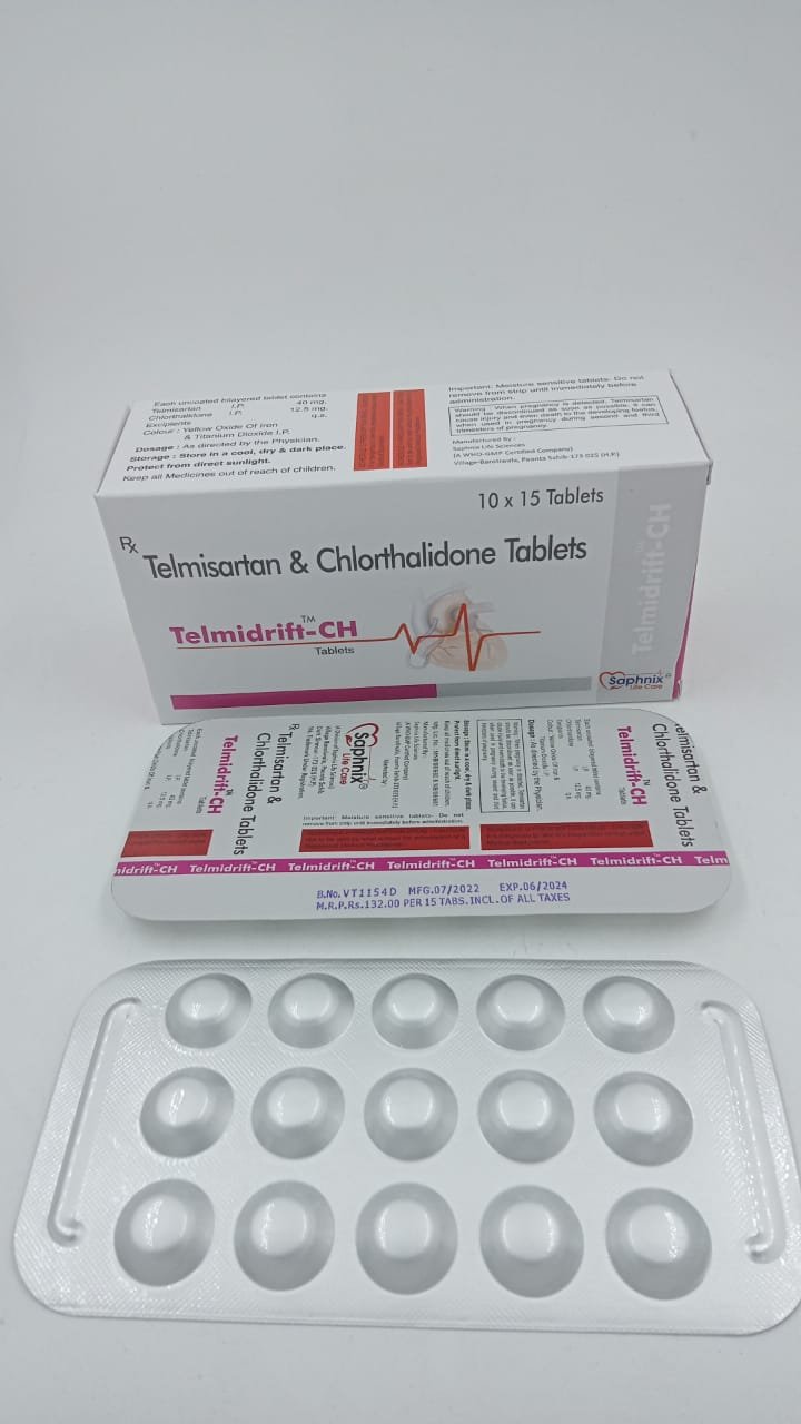 Telmisartan 40mg + Chlorthalidone 12.5mg Bilayered